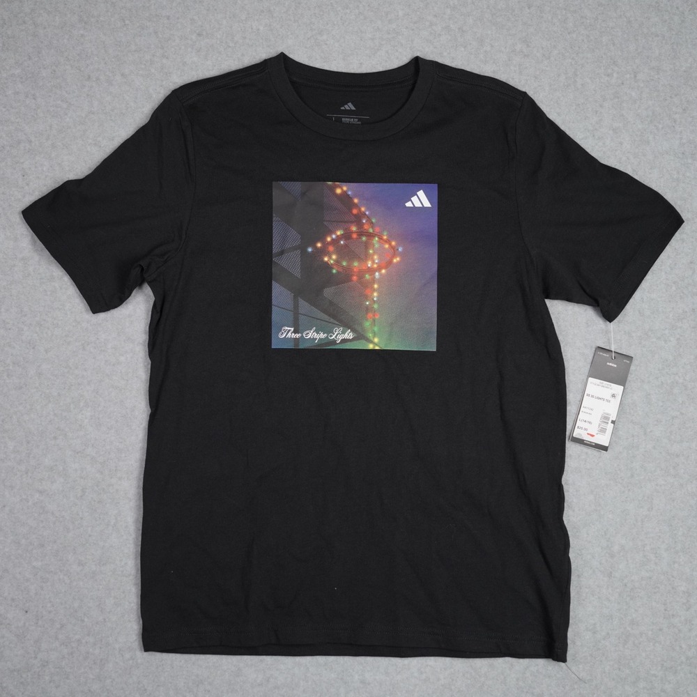 Adidas T-Shirt Kids L 14/16 Black SS 3S Lights Tee AA11242 Short Sleeve Graphic